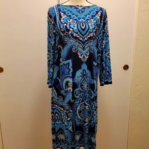 CHICO'S Dress Size 2 Blue Print